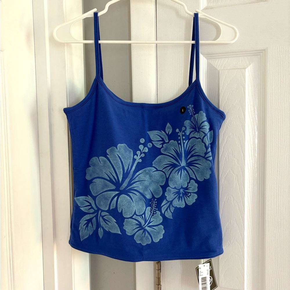 Hollister Callie Cami Blue Hibiscus Tank Top NWT